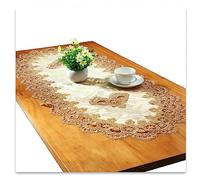 Pizzo Runner da tavolo ovale, tovaglia ricamata, pizzo, tovaglioli, ovali, per soggiorno, armadio, tavolo basso, 50 x 110 cm, oro