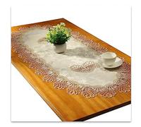 Pizzo Runner da tavolo ovale, tovaglia ricamata, pizzo, tovaglioli, ovali, per soggiorno, armadio, tavolo basso, 60 x 120 cm, champagne