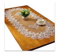 Pizzo Runner da tavolo ovale, tovaglia ricamata, pizzo, tovaglioli, ovali, per soggiorno, armadio, tavolo basso, 40 x 90 cm, bianco