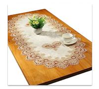 Pizzo Runner da tavolo ovale, tovaglia ricamata, pizzo, tovaglioli, ovali, per soggiorno, armadio, tavolo basso, 60 x 120 cm, oro