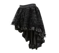 Pizzo strappato Donne Halloween Retro Tinta Unita Gonna Elastica Irregolare Pizzo Cocktail Swing Gonna 116, Nero , S