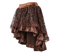 Pizzo strappato Donne Halloween Retro Tinta Unita Gonna Elastica Irregolare Pizzo Cocktail Swing Gonna 116, caffè, M