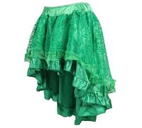 Pizzo strappato Donne Halloween Retro Tinta Unita Gonna Elastica Irregolare Pizzo Cocktail Swing Gonna 116, verde, XL