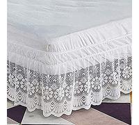 Pizzo Vestiletto,Elastica Avvolgere Mantovana Giroletto Tre Lati Tessuto Gonna da Letto Singolo/Matrimoniali/Una Piazza e Mezzo Elastico Dust Ruffle,Lunghezza 38 cm