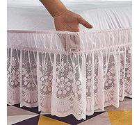 Pizzo Vestiletto,Elastica Avvolgere Mantovana Giroletto Tre Lati Tessuto Gonna da Letto Singolo/Matrimoniali/Una Piazza e Mezzo Elastico Dust Ruffle,Lunghezza 38 cm