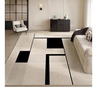 PIZZZENO Tappeto a pelo lungo con texture verticale in bianco e nero, linee geometriche, per soggiorno, divano, decorazione per la casa (80X160 cm (2,6X5,3 piedi/YJW-QR-41)