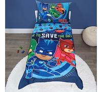 PJ MASKS Time to Save The Day - Set di biancheria da letto, 4 pezzi, colore: Blu