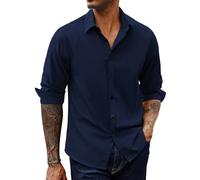 PJ PAUL JONES Camicia da uomo, vestibilità normale, per il tempo libero, facile da stirare, moderna, da lavoro, Blu mare, M