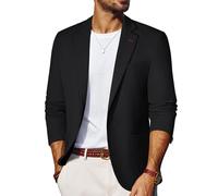 PJ PAUL JONES Giacca da uomo a un bottone con colletto a risvolto, blazer sportivo da cerimonia, Nero , M