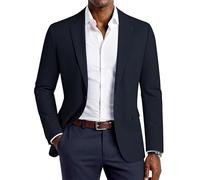 PJ PAUL JONES Giacca da uomo casual con risvolto dentellato, blu navy, M