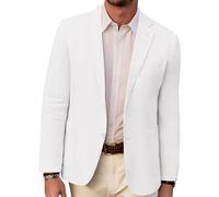 PJ PAUL JONES Giacca da uomo in lino, moderna, per il tempo libero, sportiva, slim fit, blazer da lavoro, 2 bottoni, bianco, S