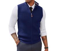 PJ PAUL JONES Gilet da uomo con cerniera intera, canotte in maglia, Blu reale, S