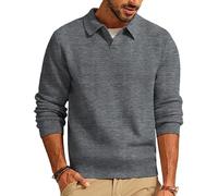 PJ PAUL JONES Maglione da uomo con scollo a V, a maniche lunghe, lavorato a maglia, grigio scuro, S