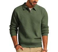 PJ PAUL JONES Maglione da uomo con scollo a V, a maniche lunghe, lavorato a maglia, verde scuro, S