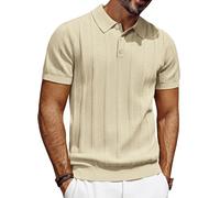 PJ PAUL JONES Polo da uomo a maniche corte casual a coste da golf magliette, Albicocca, M
