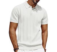 PJ PAUL JONES Polo da uomo a maniche corte, con bottone, da golf, bianco, M