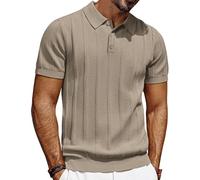 PJ PAUL JONES Polo da uomo a maniche corte, con bottone, da golf, cammello, M