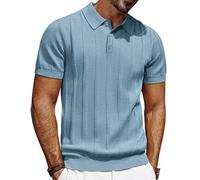 PJ PAUL JONES Polo da uomo a maniche corte, con bottone, da golf, grigio blu, M