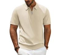 PJ PAUL JONES Polo da uomo a maniche corte con cerniera a 1/4, polo da golf, maglietta casual, Albicocca, M