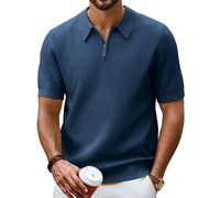 PJ PAUL JONES Polo da uomo a maniche corte con cerniera a un quarto, maglietta casual da golf, blu navy, M