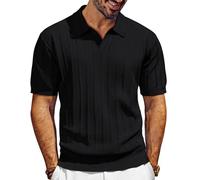 PJ PAUL JONES Polo da uomo a maniche corte, con scollo a V, estivo, da golf, Nero , M
