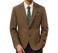 PJ PAUL JONES Sakko British Blazer - Tuta da uomo con 2 bottoni, in lana tweed, albicocca, L