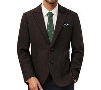 PJ PAUL JONES Sakko British Blazer - Tuta da uomo con 2 bottoni, in lana tweed, Blu mare, L