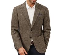 PJ PAUL JONES Sakko British Blazer - Tuta da uomo con 2 bottoni, in lana tweed, cachi, S