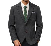 PJ PAUL JONES Sakko British Blazer - Tuta da uomo con 2 bottoni, in lana tweed, Nero , M