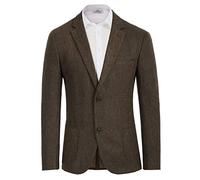 PJ PAUL JONES Sakko - Giacca da uomo Harris Tweed British Blazer, con 2 bottoni, stile vintage, da lavoro, A-marrone scuro, XXL