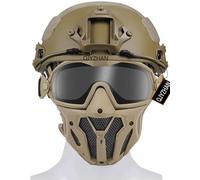 PJ Style Quick Casco e Airsoft Maschera integrale Rimovibile Anti-Nebbia Occhiali Mini Ventola di Scarico Con Obiettivo Intercambiabile Combo Set