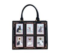 Pjeghbvop Borsa a mano con bel motivo gatto, borsa leggera, pratica borsa a tracolla, ideale per il tempo libero, la vita quotidiana e il lavoro, borsa leggera da donna, Nero