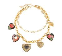 Pjeghbvop Collana in metallo resistente, antiruggine, impilabile, processo a goccia d'olio, look vintage, accessorio per il collo, comoda da indossare tutto il giorno, collana a catena multistrato