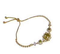 Pjeghbvop Elegante braccialetto regolabile con zirconi verdi, a forma di farfalla, con chiusura scorrevole, per donne, polso, gioielli, regalo, rame, alla moda