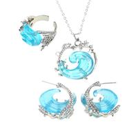 Pjeghbvop Eleganti gioielli a tema oceano, anelli dell'amicizia, ciondoli, orecchini a goccia, unici, adatti per donne e ragazze, tema oceano