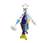 Pjeghbvop Portachiavi realistico a forma di pesce, in PVC resistente, accessorio leggero per chiavi, borse, regali, portachiavi a forma di pesce, Blu, Taglia unica