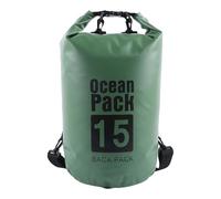 Pjeghbvop Sacca impermeabile con chiusura rapida per rafting, escursionismo, pratica borsa portaoggetti in PVC, grande capacità, zaino impermeabile in PVC, Verde militare, 15L, Mass Beauty