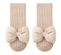 Pjeghbvop Scarpe antiscivolo per bambini con motivo a fiocco, comode da indossare, adatte per imparare a camminare a casa e all'asilo, cachi, 0-6 Monate