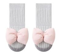 Pjeghbvop Scarpe antiscivolo per bambini con motivo a fiocco, comode da indossare, adatte per imparare a camminare a casa e all'asilo, grigio., 12-24 Monate