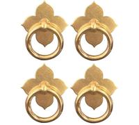 PJFJFP Set di 4 pomelli per cassetti retrò a Forma di Foglia in Ottone Hardware per mobili in Bronzo Maniglia e pomelli per Porta della Cucina Antica