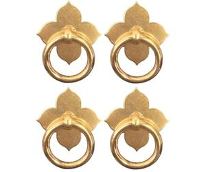 PJFJFP Set di 4 pomelli per cassetti retrò a Forma di Foglia in Ottone Hardware per mobili in Bronzo Maniglia e pomelli per Porta della Cucina Antica