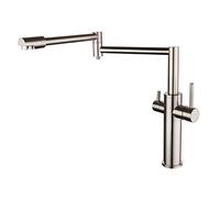 PJKTBEYI Rubinetto da Cucina a 3 Vie Multifunzione Girevole in Acciaio Inossidabile Acqua Calda e Fredda purificata for lavello Spazzolato-Basso(High Style)