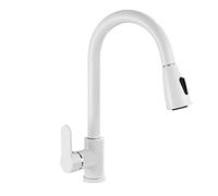 PJKTBEYI Rubinetto da Cucina Estraibile for lavello Bianco Miscelatore Multifunzionale Girevole a Scomparsa for Acqua Calda e Fredda