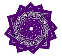 PJPSAA Confezione da 12 bandane unisex Paisley Cowboy Bandane Bulk multiuso fascia sciarpa per uomo donna costume, Viola, 21.6