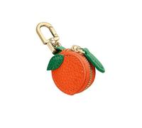 PJQUEKAIPJ Mini Carino Portachiavi Carino a Forma di Ciliegia Rossa, Ciondolo a Forma di frutto, Piccolo Portamonete, Borsa in Pelle PU, for Ragazze A Base di(KB436-Orange)