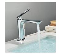 PJVPEJOD Rubinetti for lavabo, Rubinetto for da toeletta in Ottone for Bagno, for Montato sul Ponte Freddo e Caldo, Cromo Corto(Chrome Short)