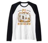 PK Boo Crew PreK Teacher, Fiocco Floreale a Forma di Civetta per Halloween Maglia con Maniche Raglan