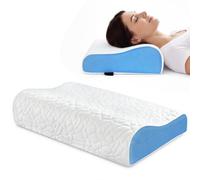 PKBD Cuscino Schiuma Memory, 2 Altezze Ergonomico, Bianco-Blu
