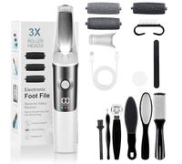 PKBD Pedicure Elettrico Professionale Piedi,Strumenti per la cura dei Piedi e Kit di Accessori,3 Velocità,Impermeabile,Super Lunga Durata Della Batteria,Lima Elettrica per Piedi Esfoliante,Bianco