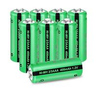 PKCELL Batteria ricaricabile NIMH 2/3AAA (non AAA), 1,2 V, 400 mAh, per lampade solari, 8 pezzi (nota: 2/3 AAA, più corta delle batterie AAA)